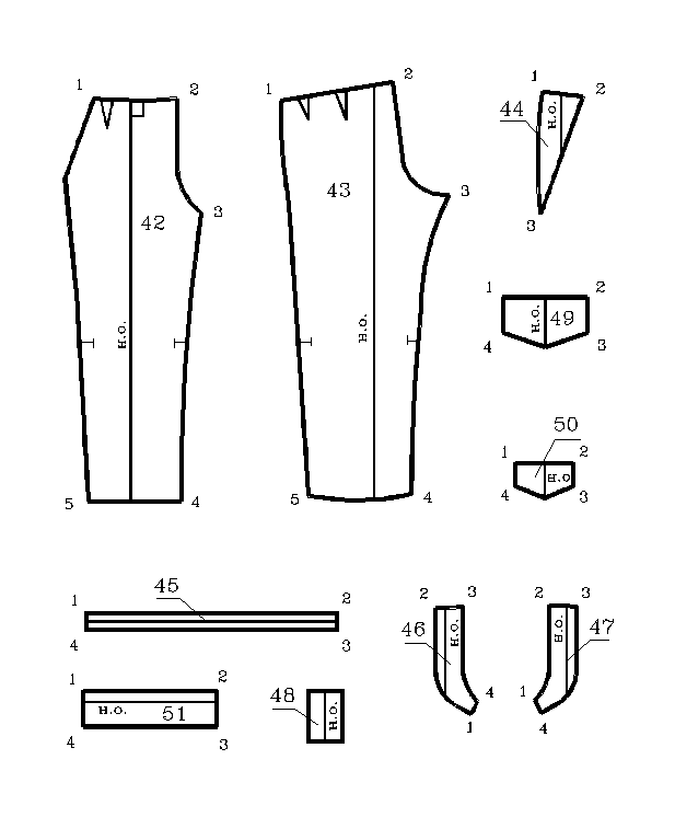 Раскладка брюк. Детали кроя мужских брюк. Наименование срезов деталей брюк. Спецификация деталей кроя мужских брюк. Название деталей кроя брюк.