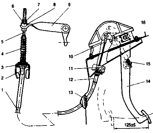 Педаль сцепления 2110 схема
