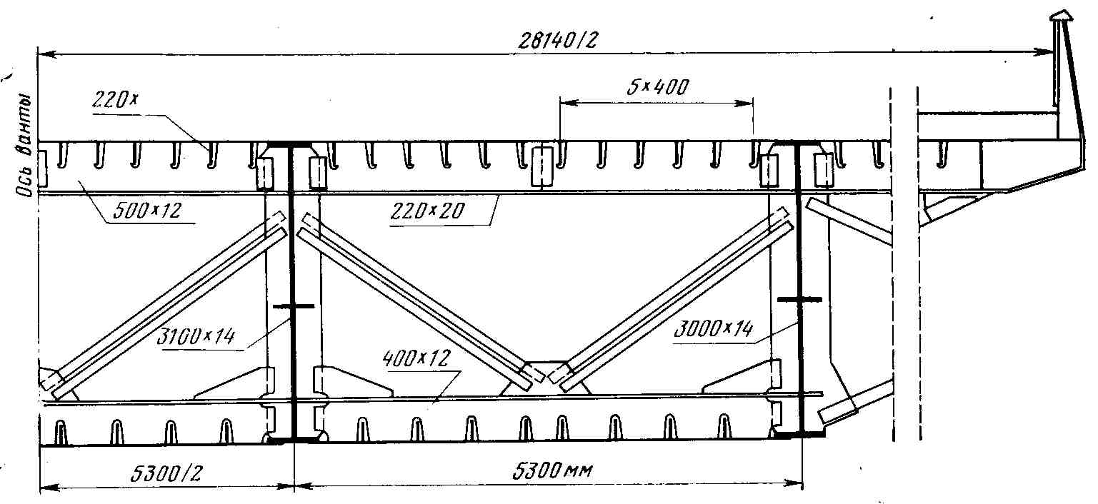 Ортотропная плита металлического моста чертеж